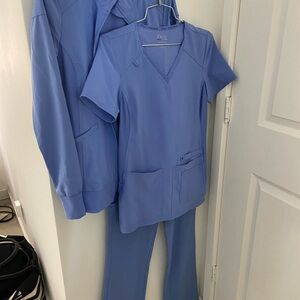 Cherokee Scrub Set Top/Bottom/Jacket XXS/XS Ceil Blue iflex